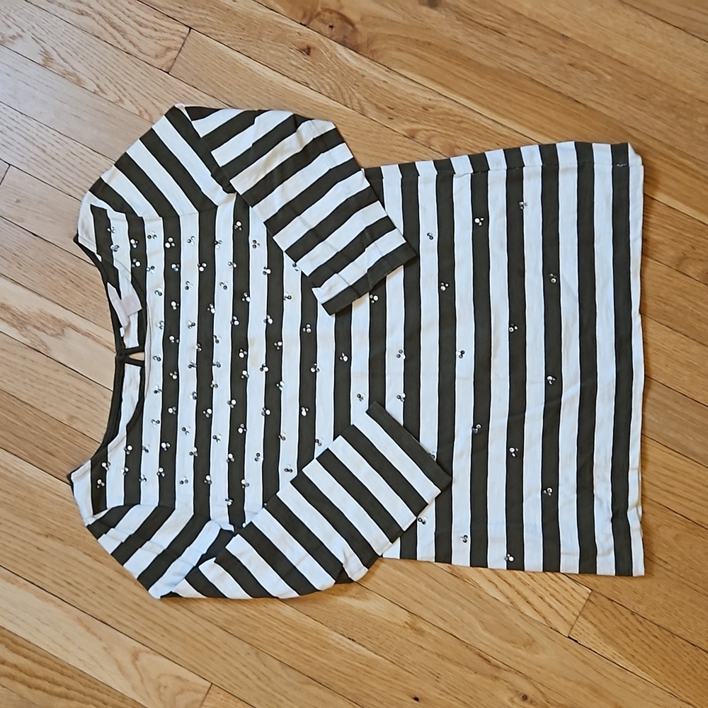 Banana Republic striped jeweled top, S